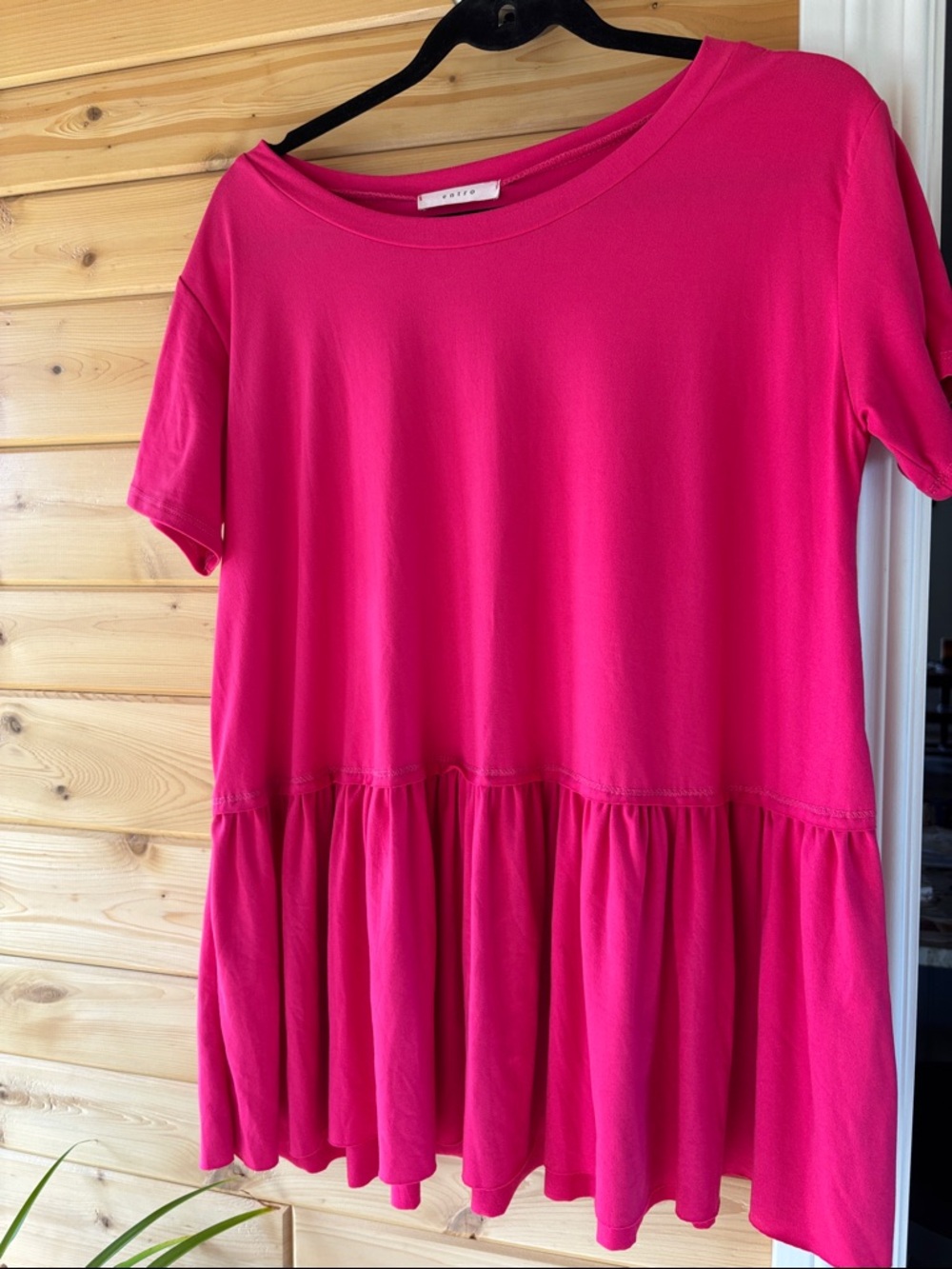 Entro Pink Short-Sleeve Tiered tunic